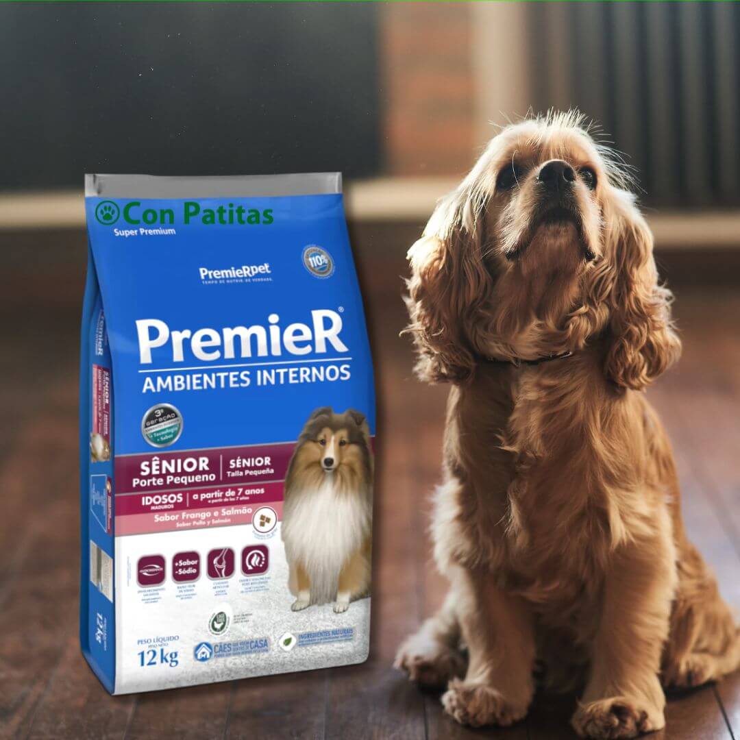 Premier Senior Perro Salmón y Pollo Raza Pequeña Internos – Con Patitas